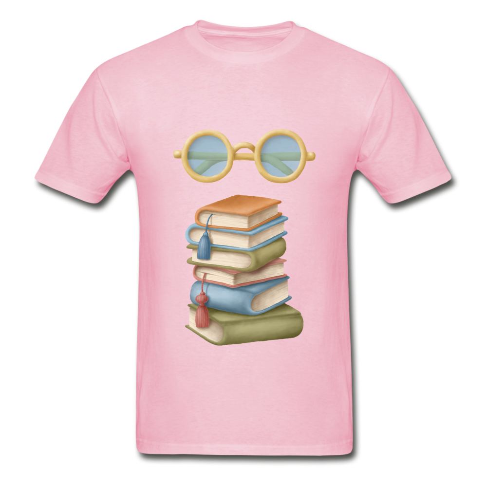 Gildan Ultra Cotton Adult Glasses and Books T-Shirt - light pink
