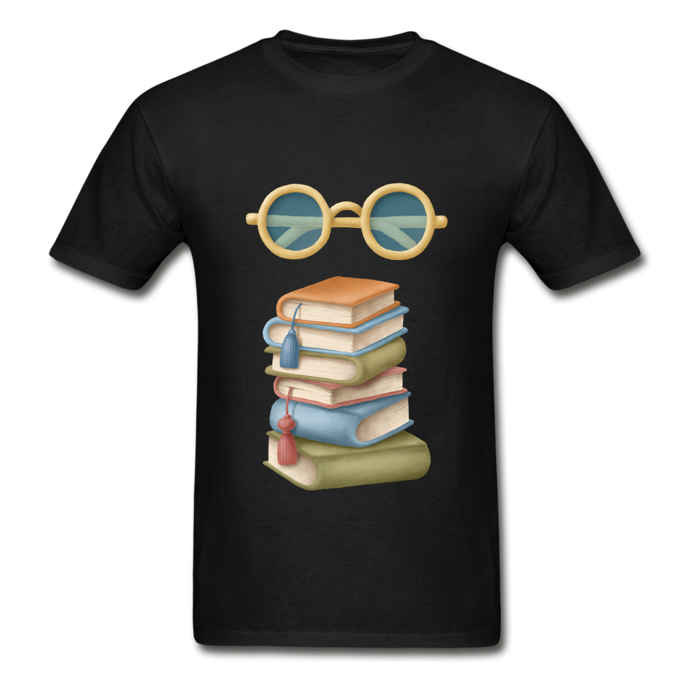 Gildan Ultra Cotton Adult Glasses and Books T-Shirt - black