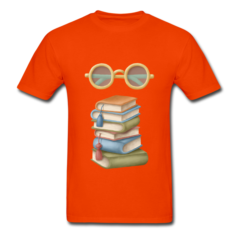 Gildan Ultra Cotton Adult Glasses and Books T-Shirt - orange