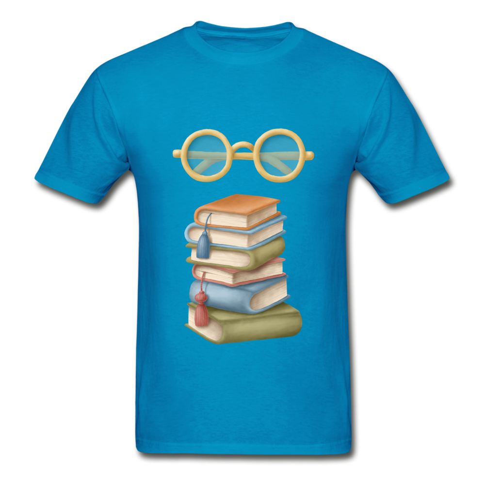 Gildan Ultra Cotton Adult Glasses and Books T-Shirt - turquoise