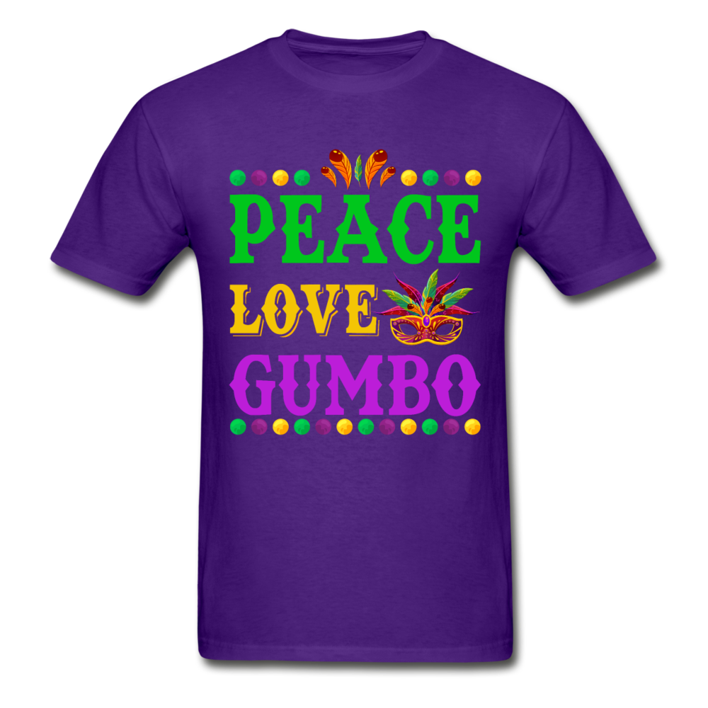 Gildan Ultra Cotton Adult Peace Love Gumbo T-Shirt - purple
