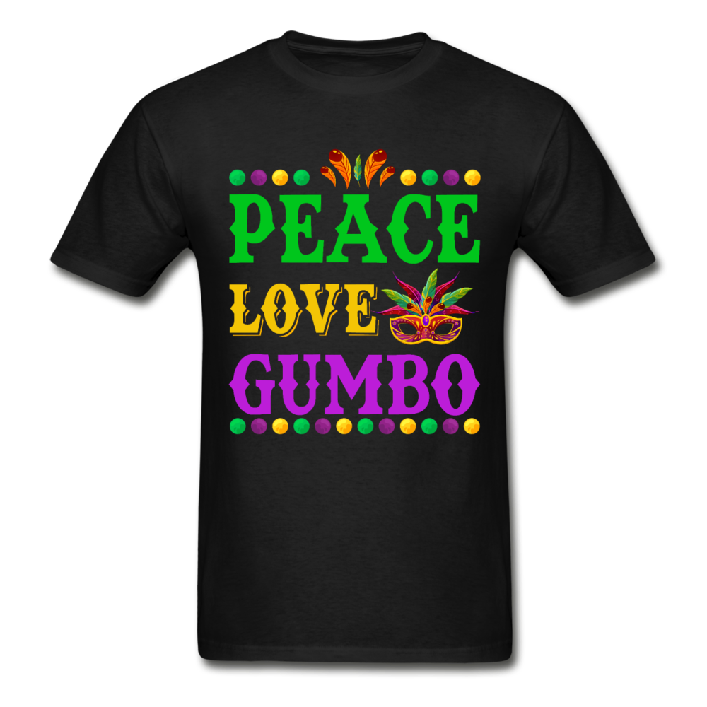 Gildan Ultra Cotton Adult Peace Love Gumbo T-Shirt - black