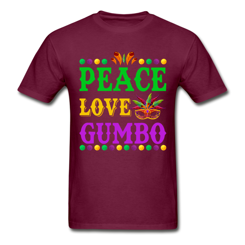 Gildan Ultra Cotton Adult Peace Love Gumbo T-Shirt - burgundy