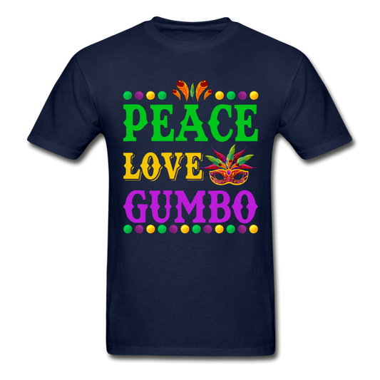 Gildan Ultra Cotton Adult Peace Love Gumbo T-Shirt - navy