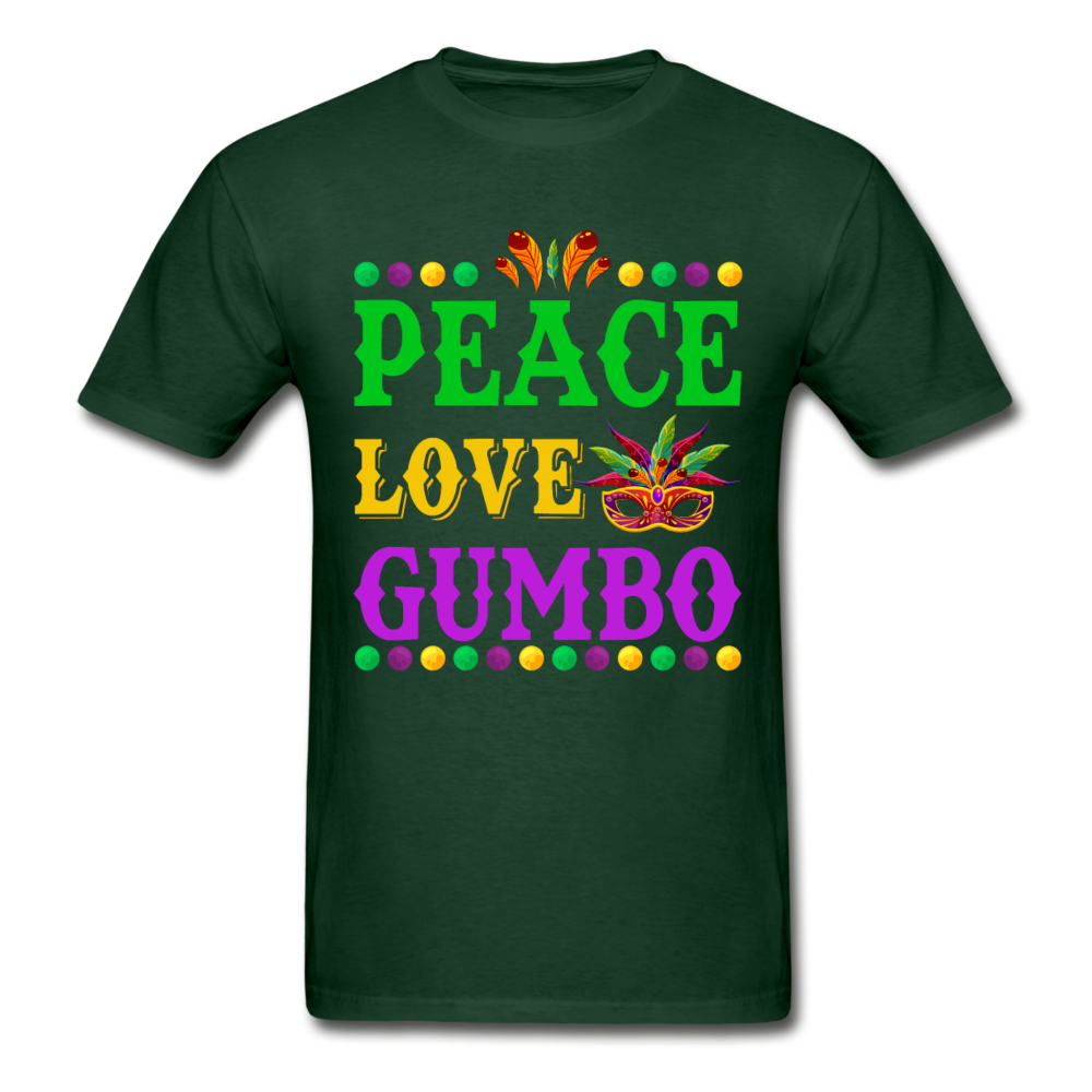Gildan Ultra Cotton Adult Peace Love Gumbo T-Shirt - forest green