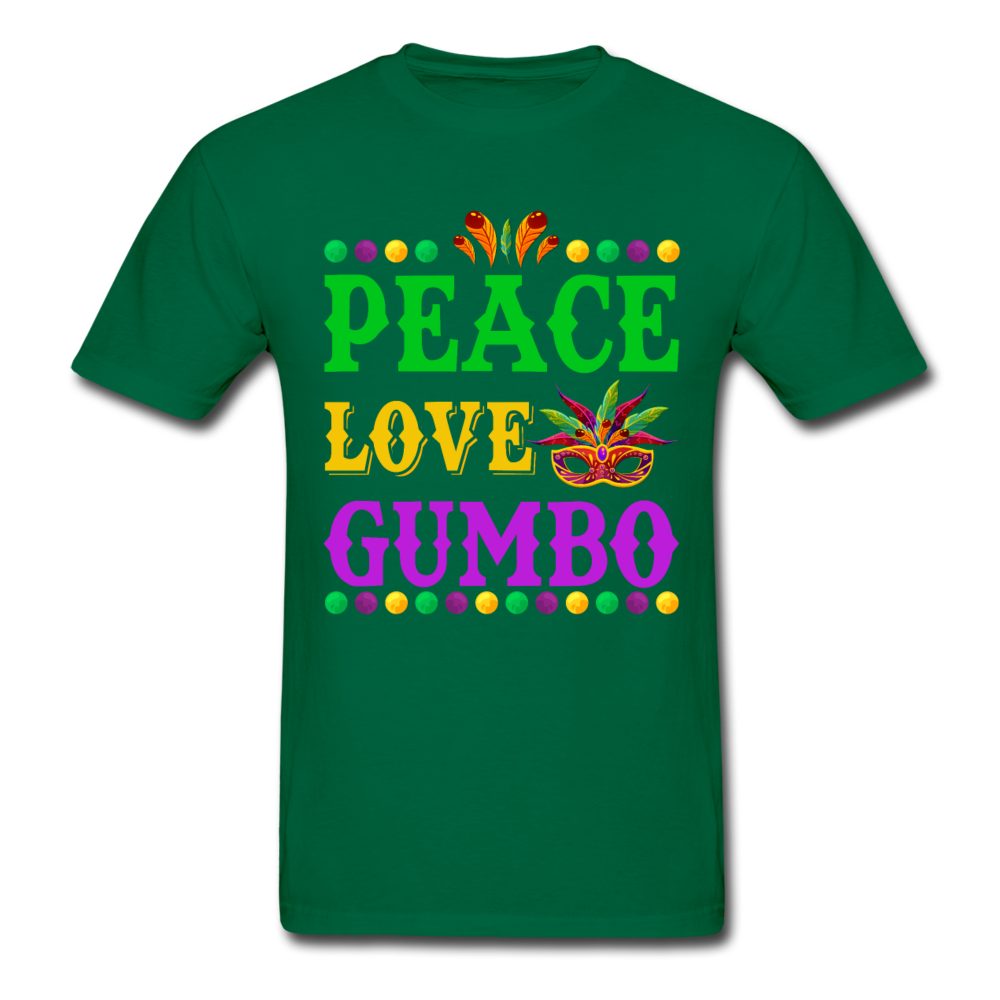 Gildan Ultra Cotton Adult Peace Love Gumbo T-Shirt - bottlegreen