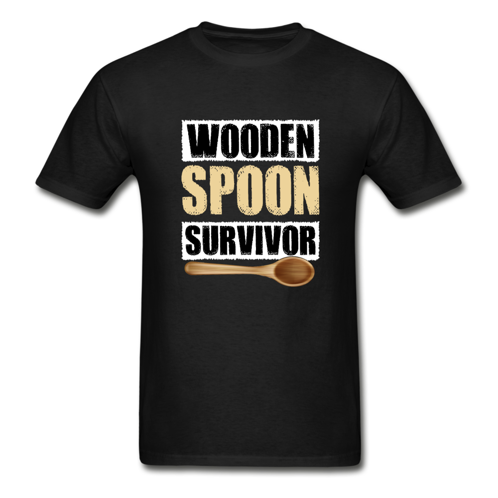 Gildan Ultra Cotton Adult Wooden Spoon Survivor T-Shirt - black