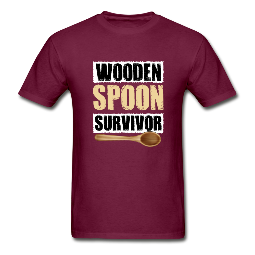 Gildan Ultra Cotton Adult Wooden Spoon Survivor T-Shirt - burgundy