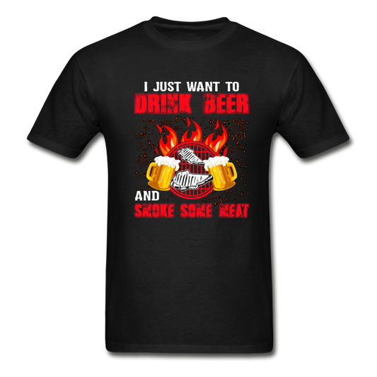 Gildan Ultra Cotton Adult Drink Beer and Smoke Meat T-Shirt - black