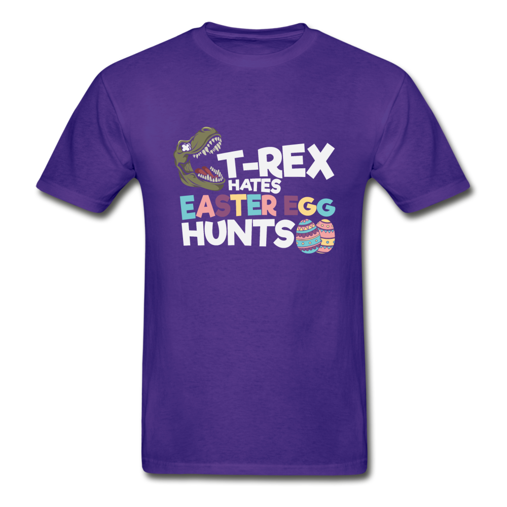 Hanes Adult Tagless T-Rex Hates Easter Egg Hunts T-Shirt - purple