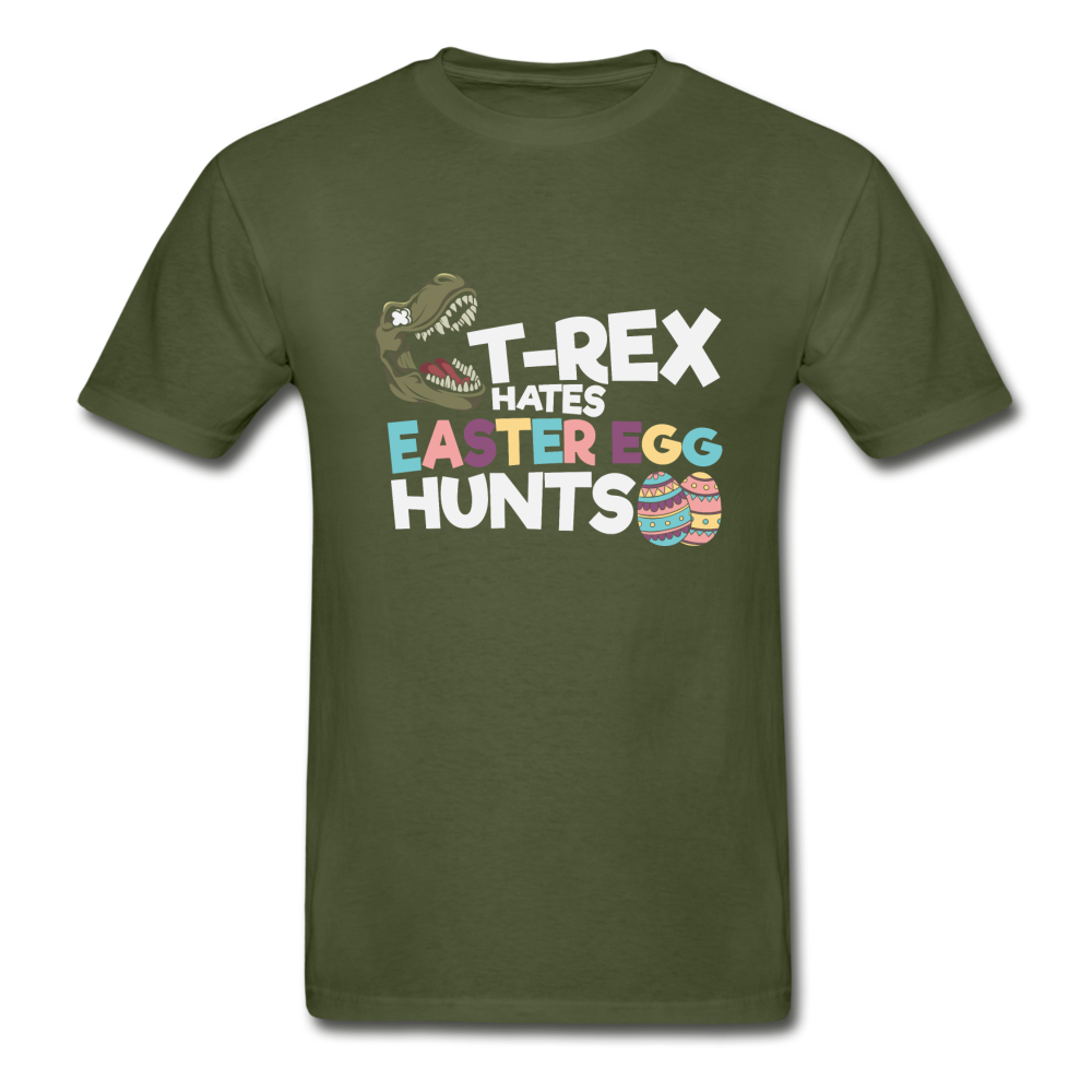 Hanes Adult Tagless T-Rex Hates Easter Egg Hunts T-Shirt - military green
