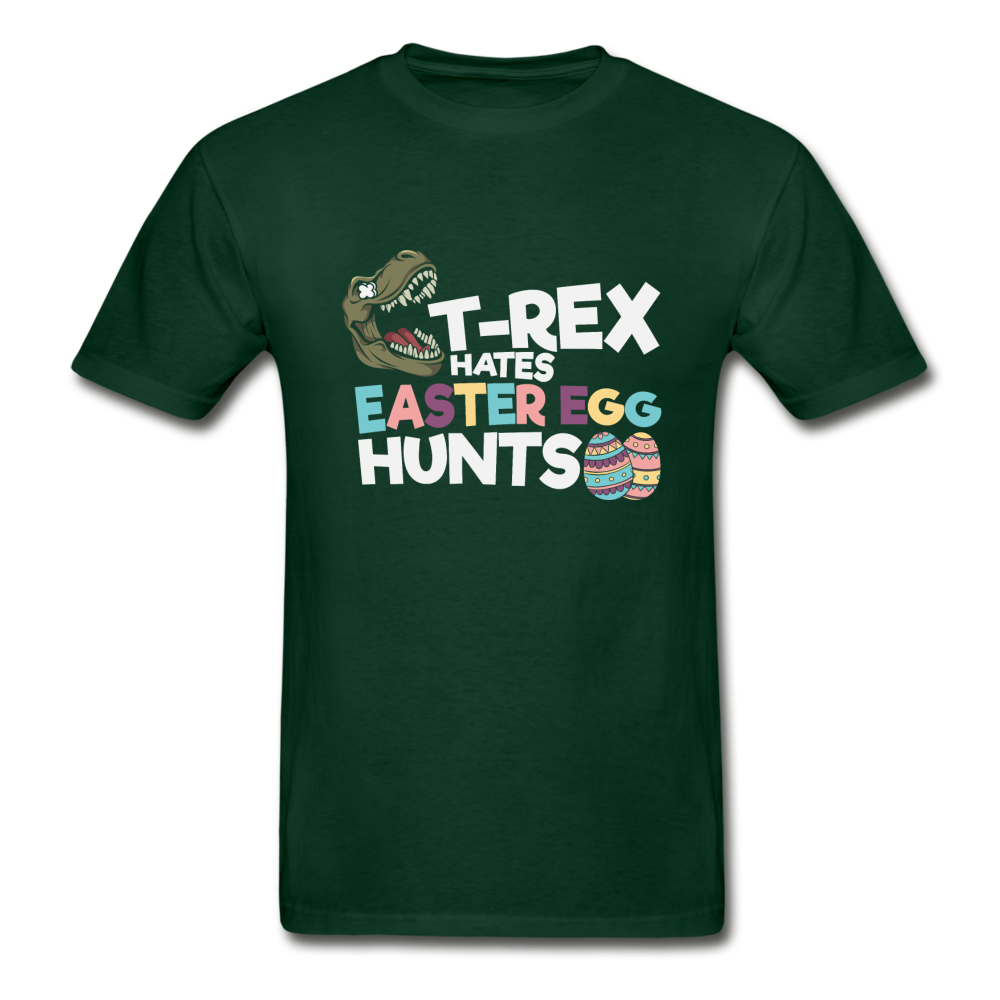 Hanes Adult Tagless T-Rex Hates Easter Egg Hunts T-Shirt - forest green